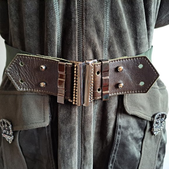 VDP Italian Dark Green Velvet Open back Dress Size 42 - Picture 9 of 16